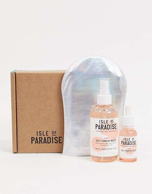 Men Isle of Paradise Self Tanning Drops & Water Set in Light SAVE 25% 
