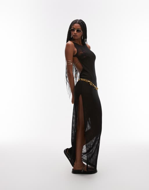It's Now Cool backless beach maxi dress in black