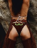 [It's Now Cool] It's Now Cool crochet cactus bikini bottom in multi XS MULTI