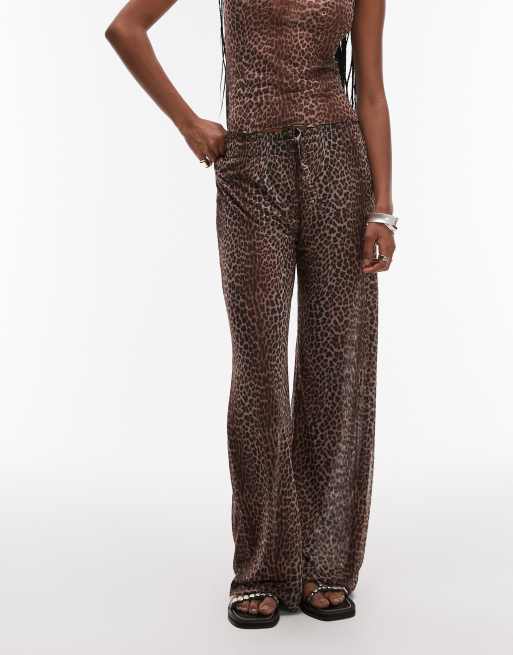 It's Now Cool leopard print mesh trouser co-ord in brown, 2 of 5