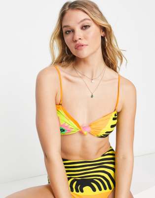 It’s Now Cool Premium bandeau bikini top in paradiso multi