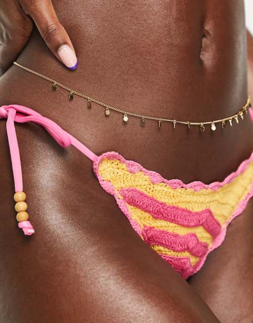 【Sinoon】25SS/人気/送料関税込 ★ Hand Made Knit Bikini ★ It's Now Cool: Crochet Tri-Crochet Tie Pant Bikini (INC181
