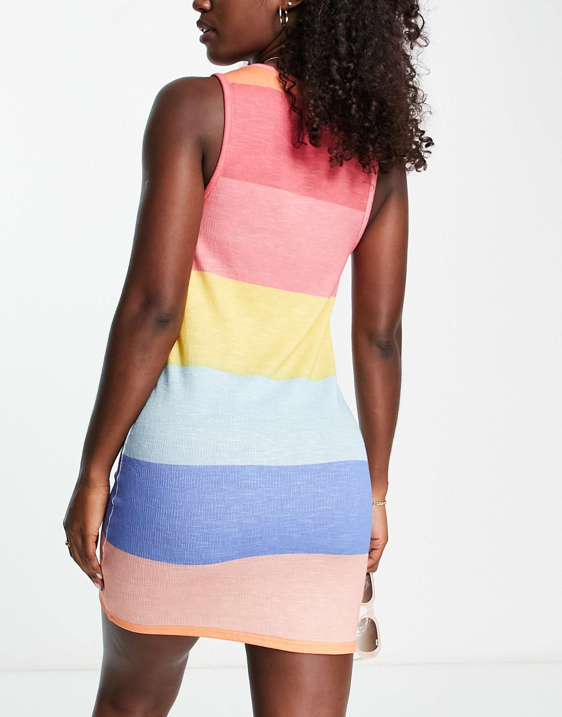 it's now cool premium knit color block mini summer beach dress in multi