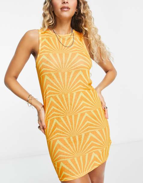 Mustard color best sale bodycon dress