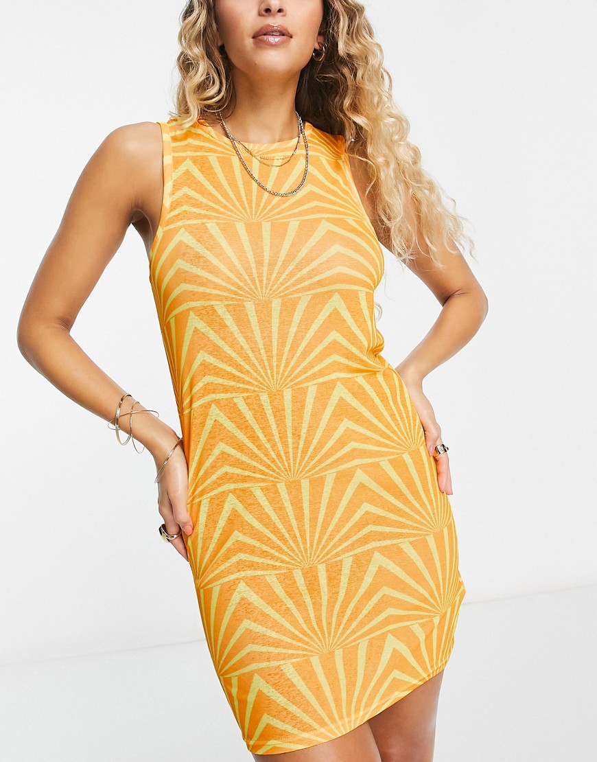 It's Now Cool Premium Pop Mesh Summer Beach Dress In Soleil Yellow