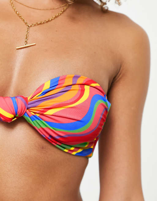 Rainbow striped store bandeau bikini