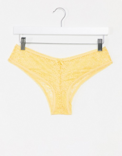 Ivory Rose cotton floral lace brazilian brief in yellow