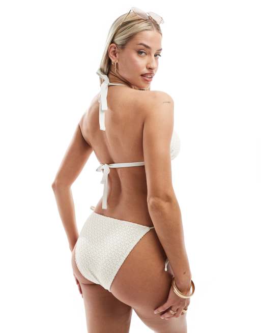 Ivory Rose - Cremefarvede og hæklede bikinitrusser med bindebånd i siderne, 4 af 4