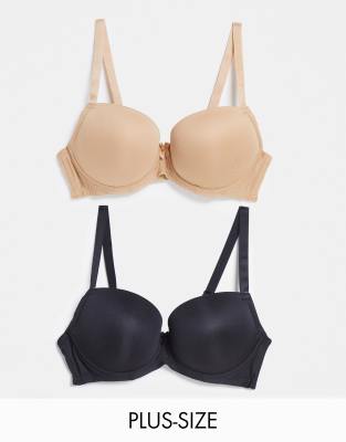 2-pack push-up bras - Beige/Black - Ladies