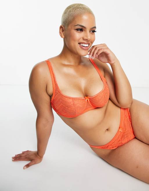 Ivory Rose Curve – Balconette-BH in intensivem Orange mit Zickzack-Spitze, 4 von 4