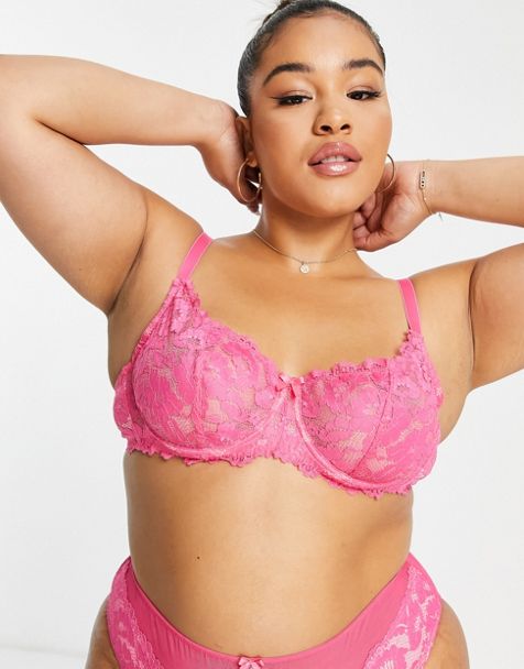 Topshop Molly lace underwire bra in pink