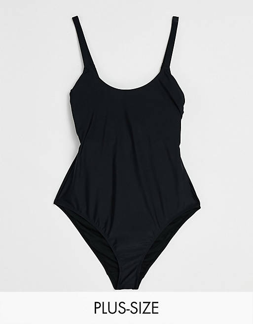 Swimwear & Beachwear Ivory Rose Curve Exclusive scoop swimsuit in black 