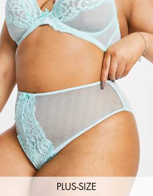 Ivory Rose Lingerie Ivory Rose Curve high waist high leg brief in aqua-Blue