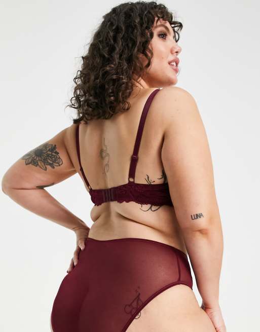 Ivory Rose Curve high waist high leg brief in bordeaux, 2 of 4