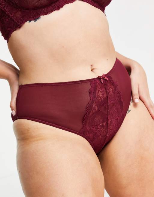 Ivory Rose Curve high waist high leg brief in bordeaux, 3 of 4