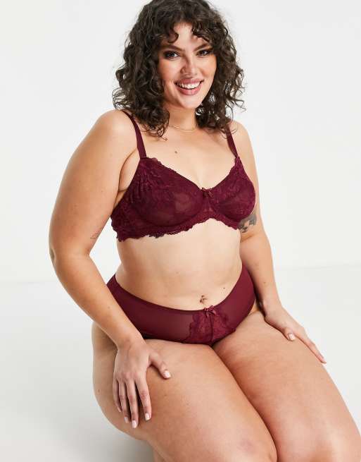 Ivory Rose Curve high waist high leg brief in bordeaux, 4 of 4