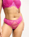 [Ivory Rose Lingerie] Ivory Rose Curve lace and dobby mesh v front thong in pink 28 Pink