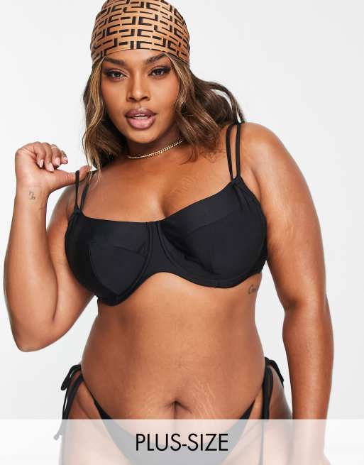 Black bikini hot sale top plus size