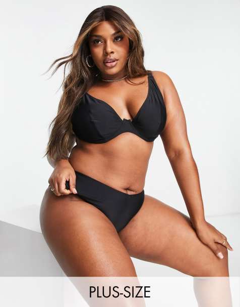 Ivory Rose Curve – Mix & Match - Bikini-Oberteil in Schwarz mit auffälligem Bügeldetail - view 1