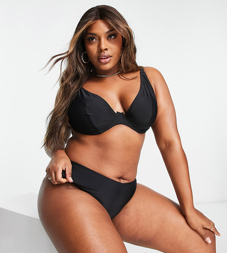 Ivory Rose Curve mix & match exaggerated wire bikini top in black