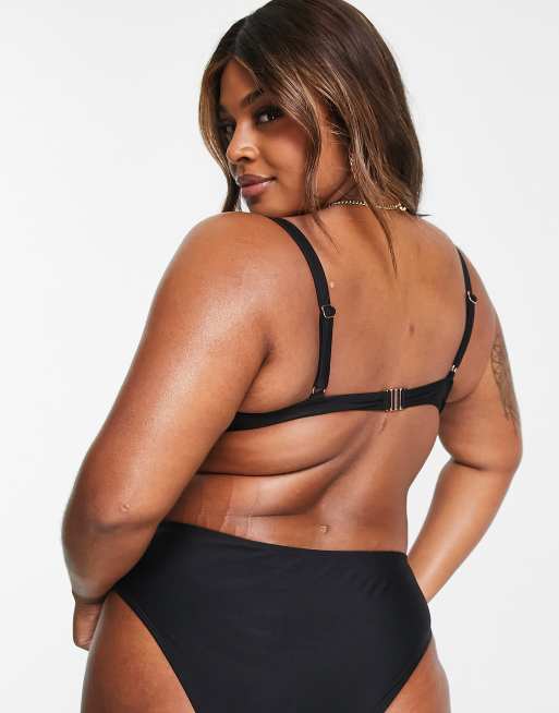 Ivory Rose Curve mix & match exaggerated wire bikini top in black , 2 of 4