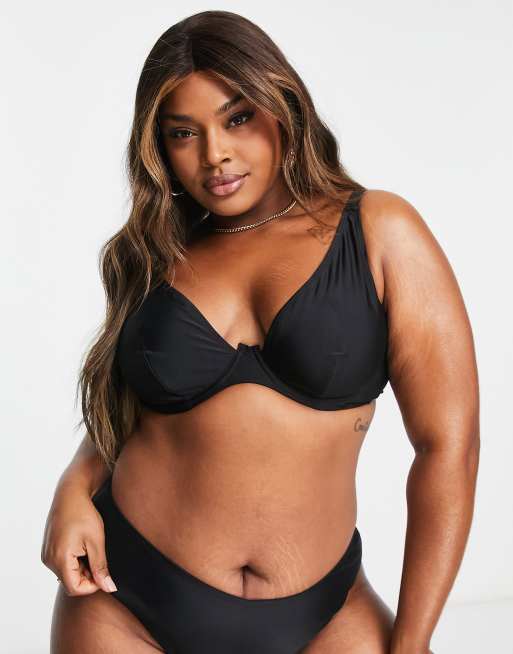 Ivory Rose Curve mix & match exaggerated wire bikini top in black , 4 of 4