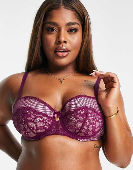 Ivory Rose Curve – Mörklila vadderad spetsbehå med bygel, 3 av 4