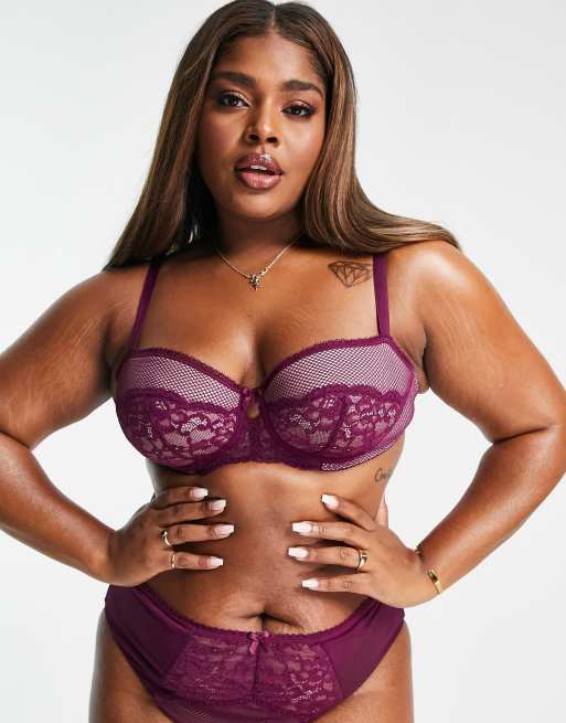 Ivory Rose Curve – Mörklila vadderad spetsbehå med bygel, 4 av 4
