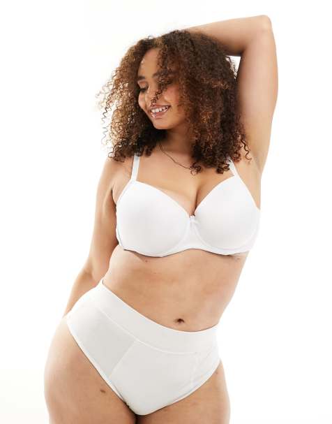 Ivory Rose Curve plain t-shirt bra in white - view 1