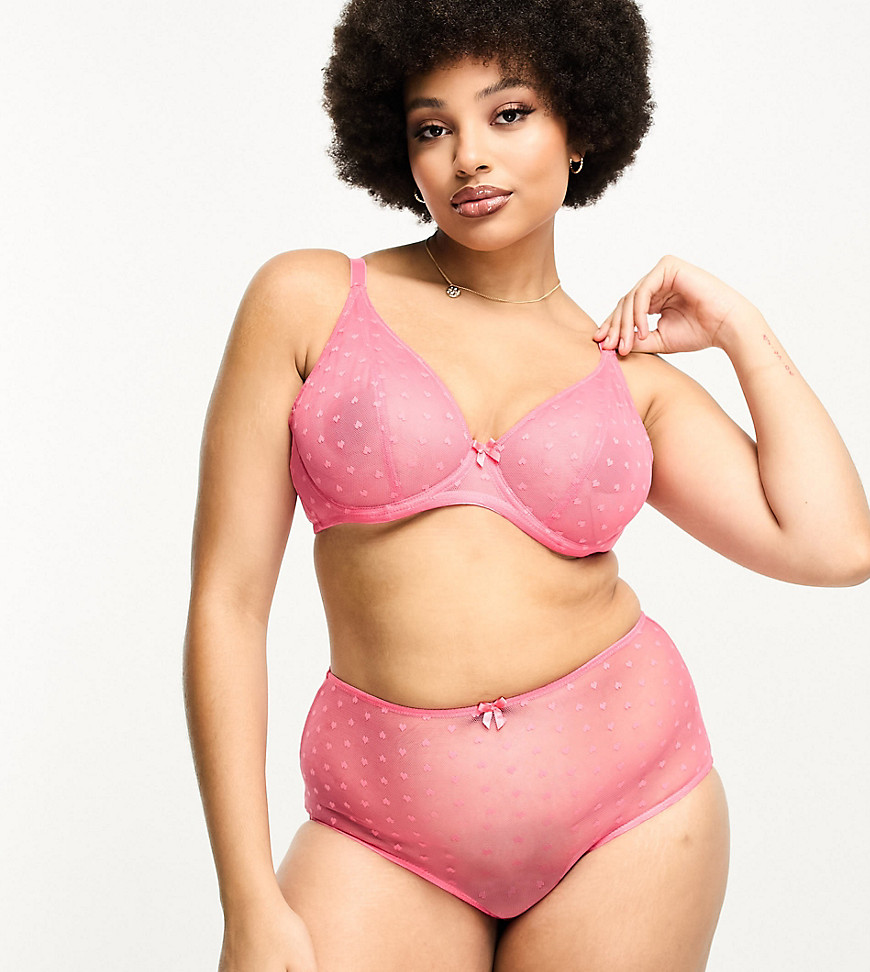 Ivory Rose Fuller Bust high apex sheer heart mesh bra in pink