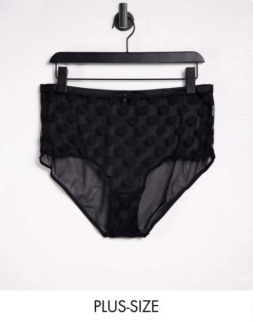 Ivory Rose Curve - Slip in rete trasparente nero a pois