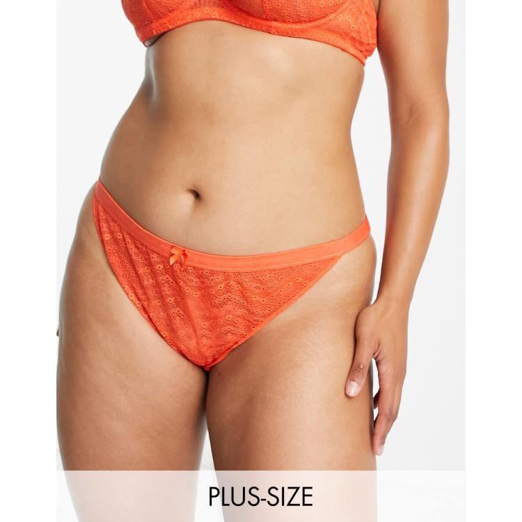 Slip stile tanga in pizzo a zig-zag arancioni Asos Donna Abbigliamento Intimo Mutande Slip brasilana Ivory Rose Curve 