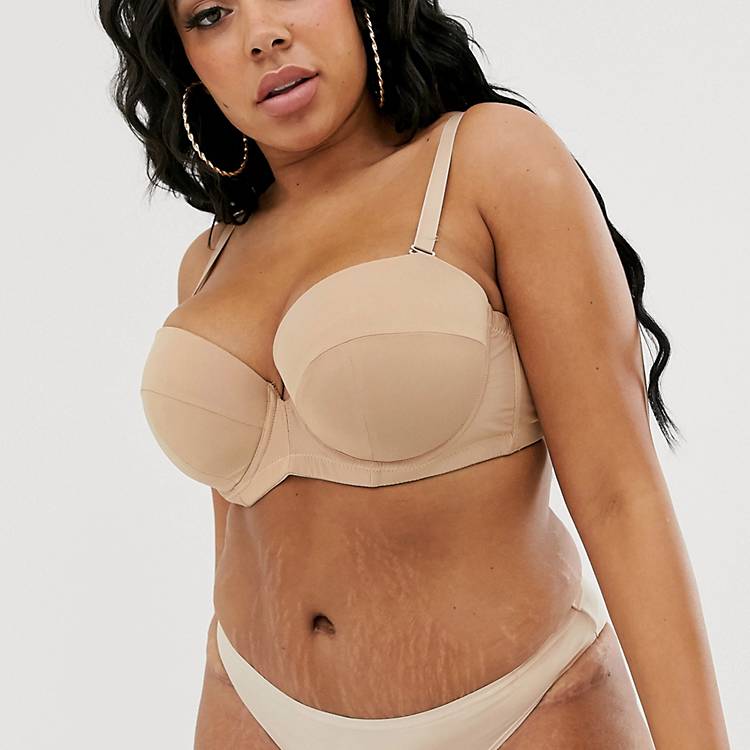 Asos Women Clothing Underwear Bras Strapless & Multiway Bras Ivory Rose Curve strapless multiway bra in beige 
