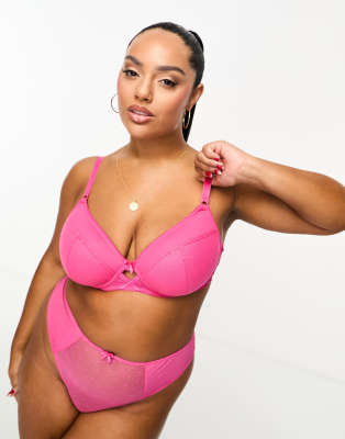 Ivory Rose Curve - Wattierter Sport-BH aus Netzstoff in Pink mit tiefem Ausschnitt-Rosa