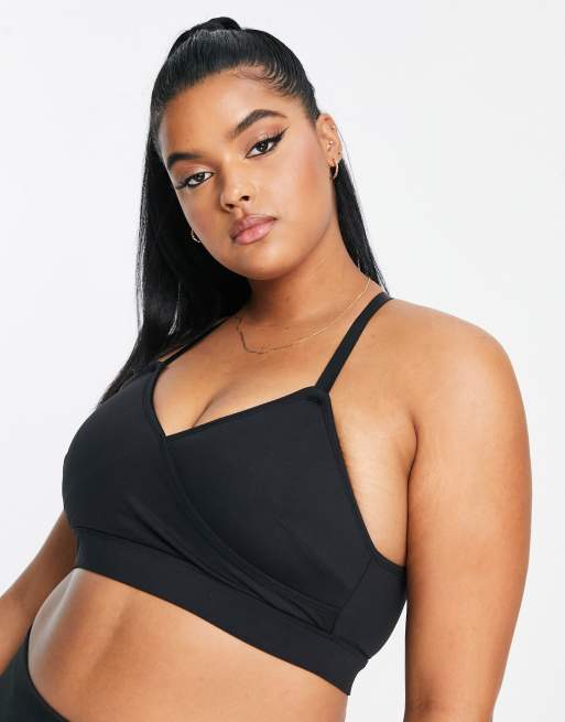 Ivory Rose Curve wrap front sports bra in black