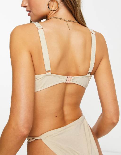 Ivory Rose - Fuller Bust - Balconette-bikinitop med bøjle i guld med glimmer, 2 af 4