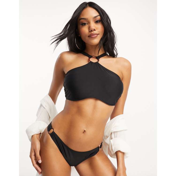 Black high neck store halter bikini