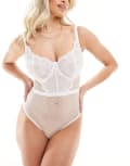 [Ivory Rose Lingerie] Ivory Rose Fuller Bust Bridal Vienna DD-G mesh lace bodysuit in white 10DD WHITE