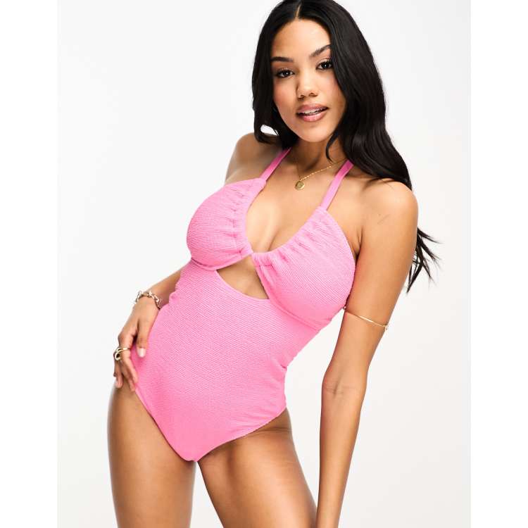 Crinkle Halter Neck Swimsuit