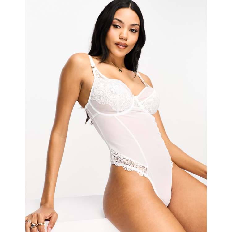 White hot sale underwire bodysuit