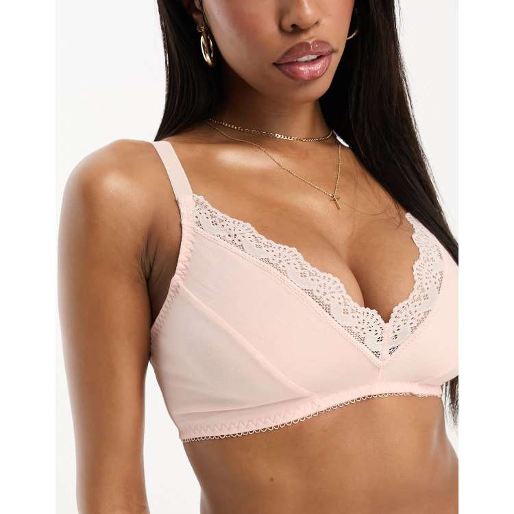 DD+ Cream Padded Lace Trim Bra - Cream - 36F