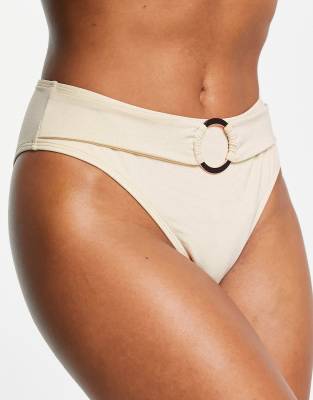 Fuller Bust high waist bikini brief in gold shimmer