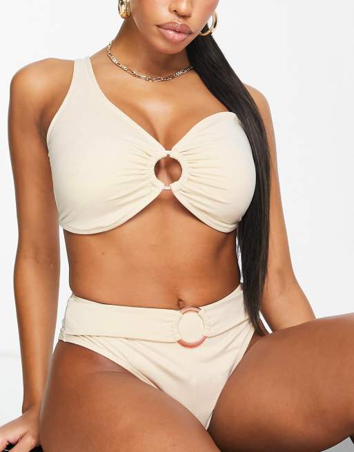 Ivory Rose Fuller Bust high waist bikini brief in gold shimmer ASOS