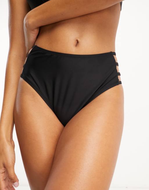 Alessia Cinch Higher Rise Fuller Coverage Bikini Bottom - Black