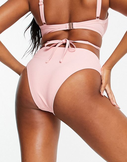 Ivory Rose Fuller Bust mix and match high waist bikini bottom in blush pink