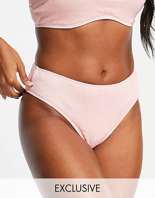 Ivory Rose Fuller Bust mix and match scrunch high waist bikini bottom in blush pink