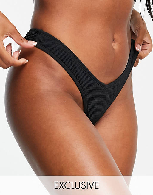Ivory Rose Fuller Bust mix and match V high leg bikini bottom in black scrunch