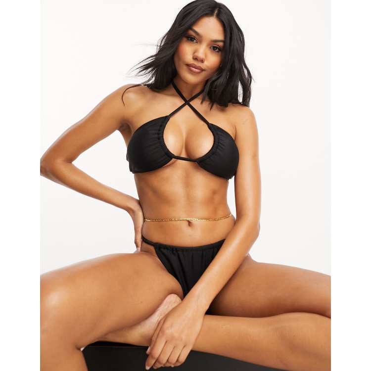 Ivory Rose Fuller Bust mix & match wraparound bikini top in black -  ShopStyle Two Piece Swimsuits