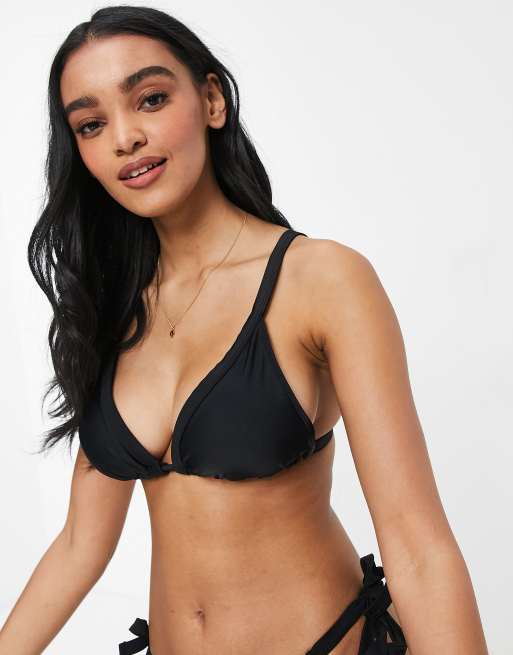 ASOS DESIGN fuller bust mix and match sleek triangle multiway bikini top in  black dd-g