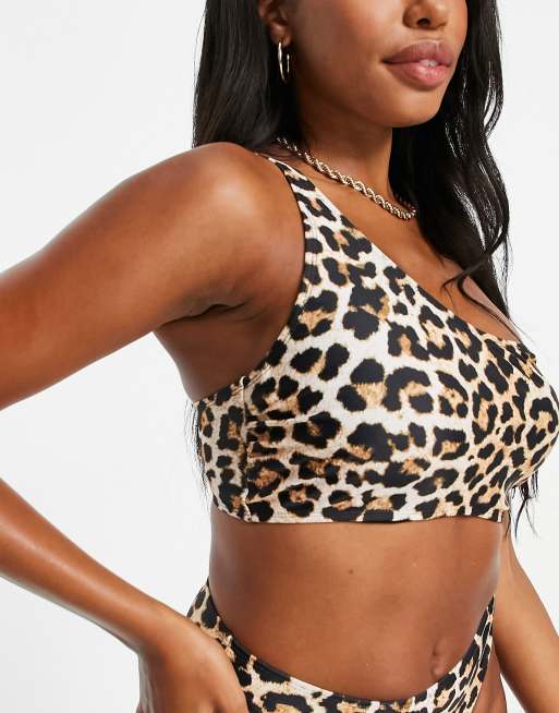 Ivory Rose - Fuller Bust - Mix og match - Oneshoulder-bikinitop i leopardprint - DD G, 3 af 4